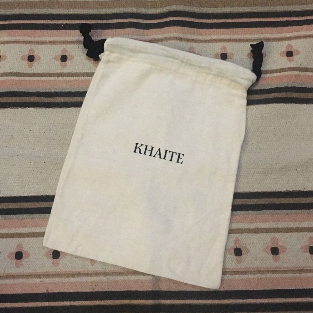 Khaite Off White cream soft fabric Black ribbon drawstring 10” x 13” dustbag